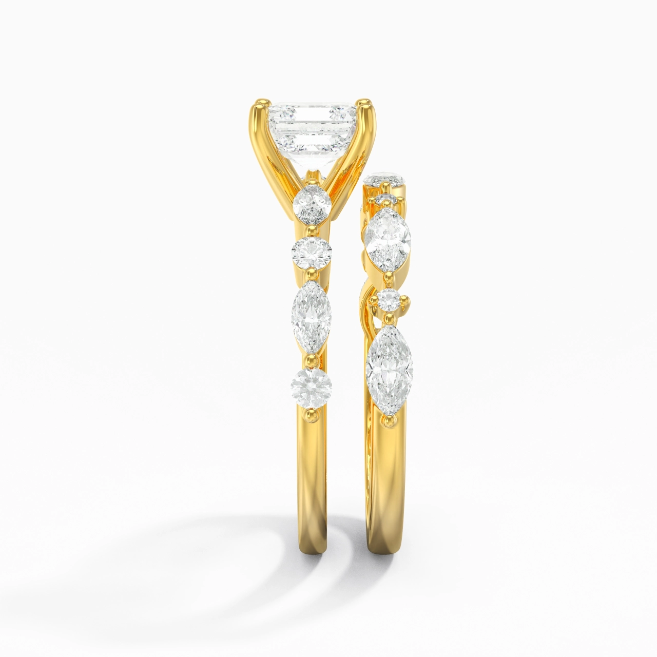 White Moissanite Wedding Ring Set