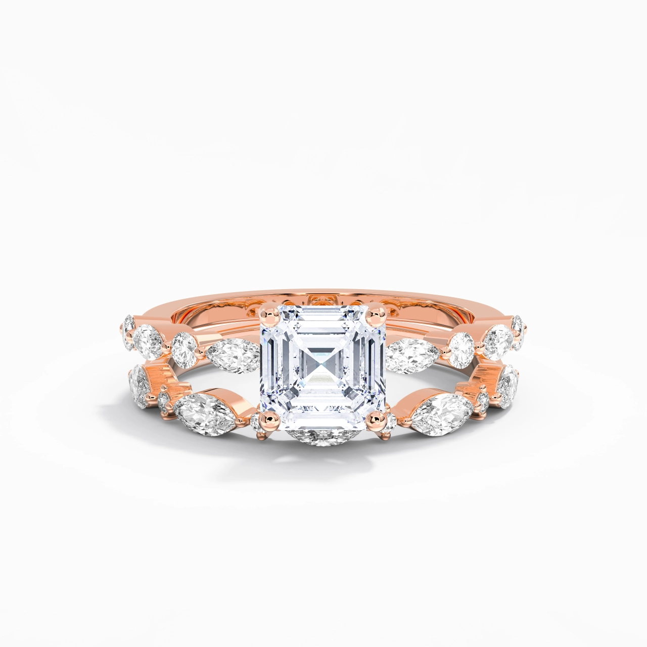 White Moissanite Wedding Ring Set