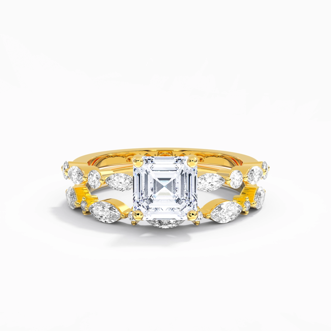 White Moissanite Wedding Ring Set
