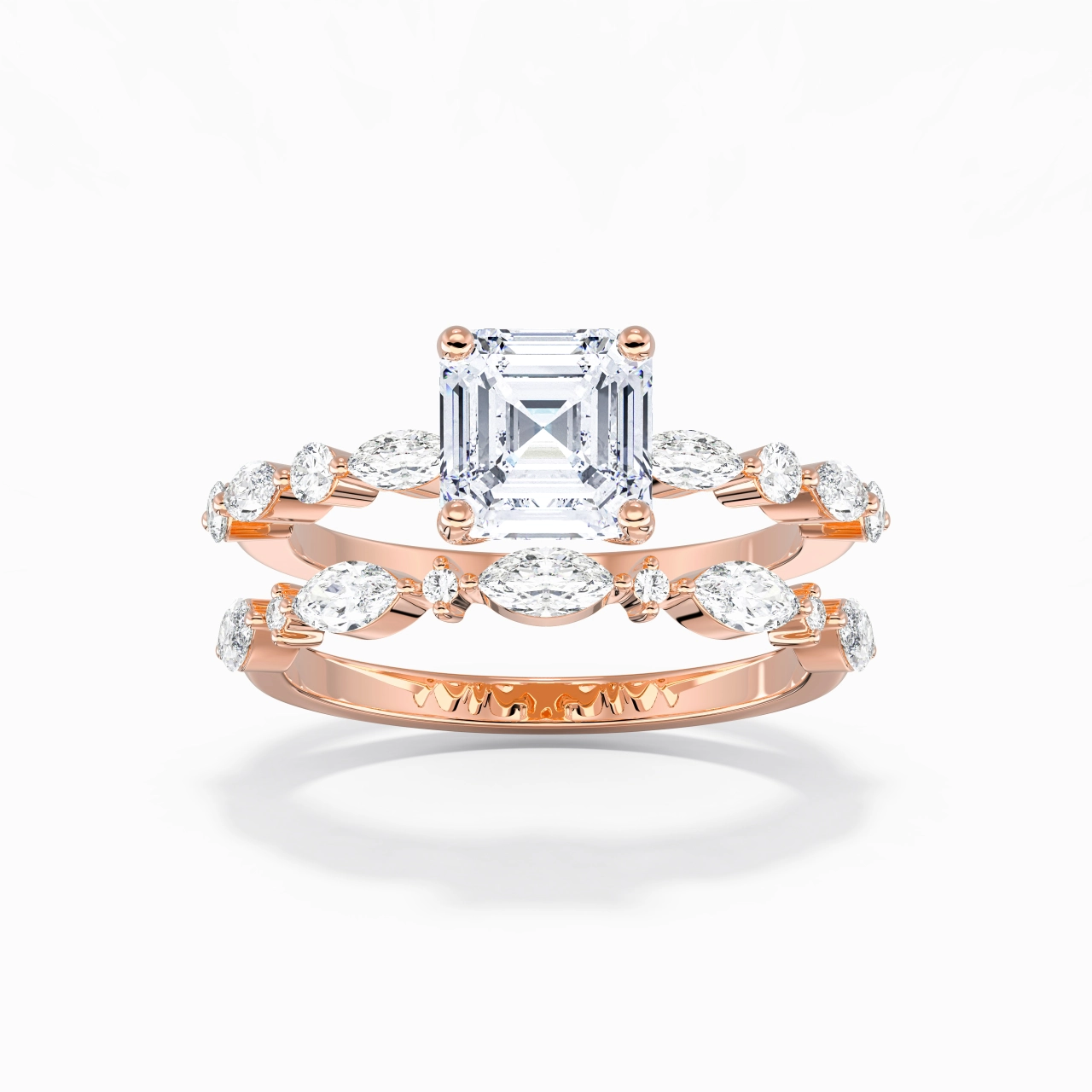 White Moissanite Wedding Ring Set