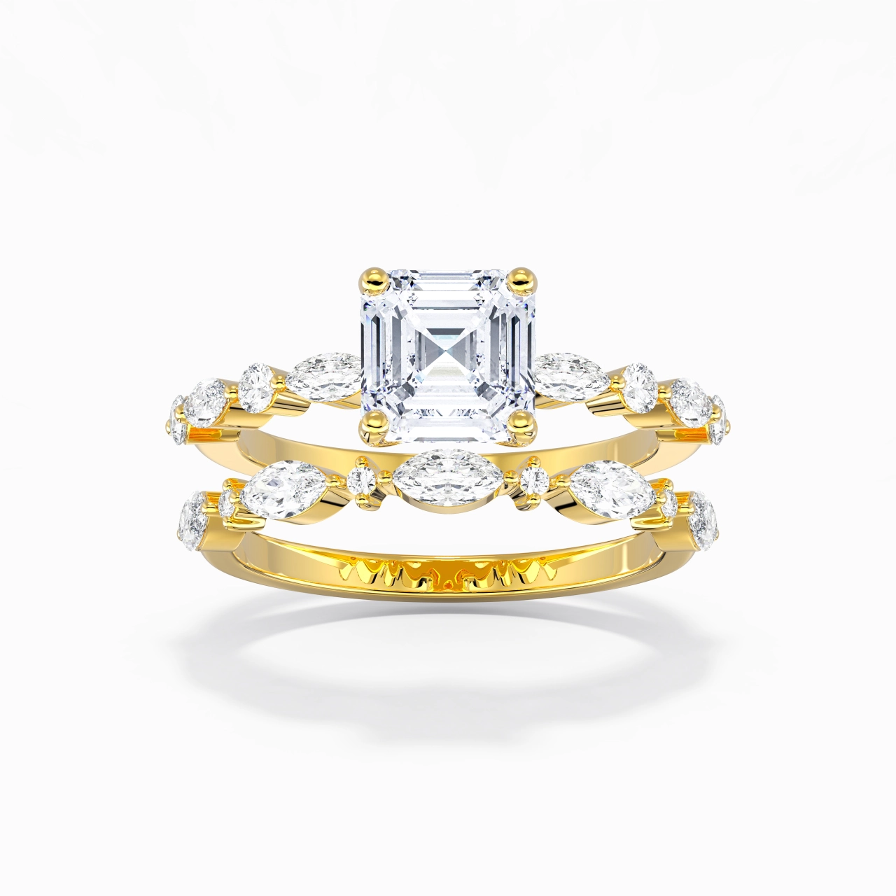White Moissanite Wedding Ring Set