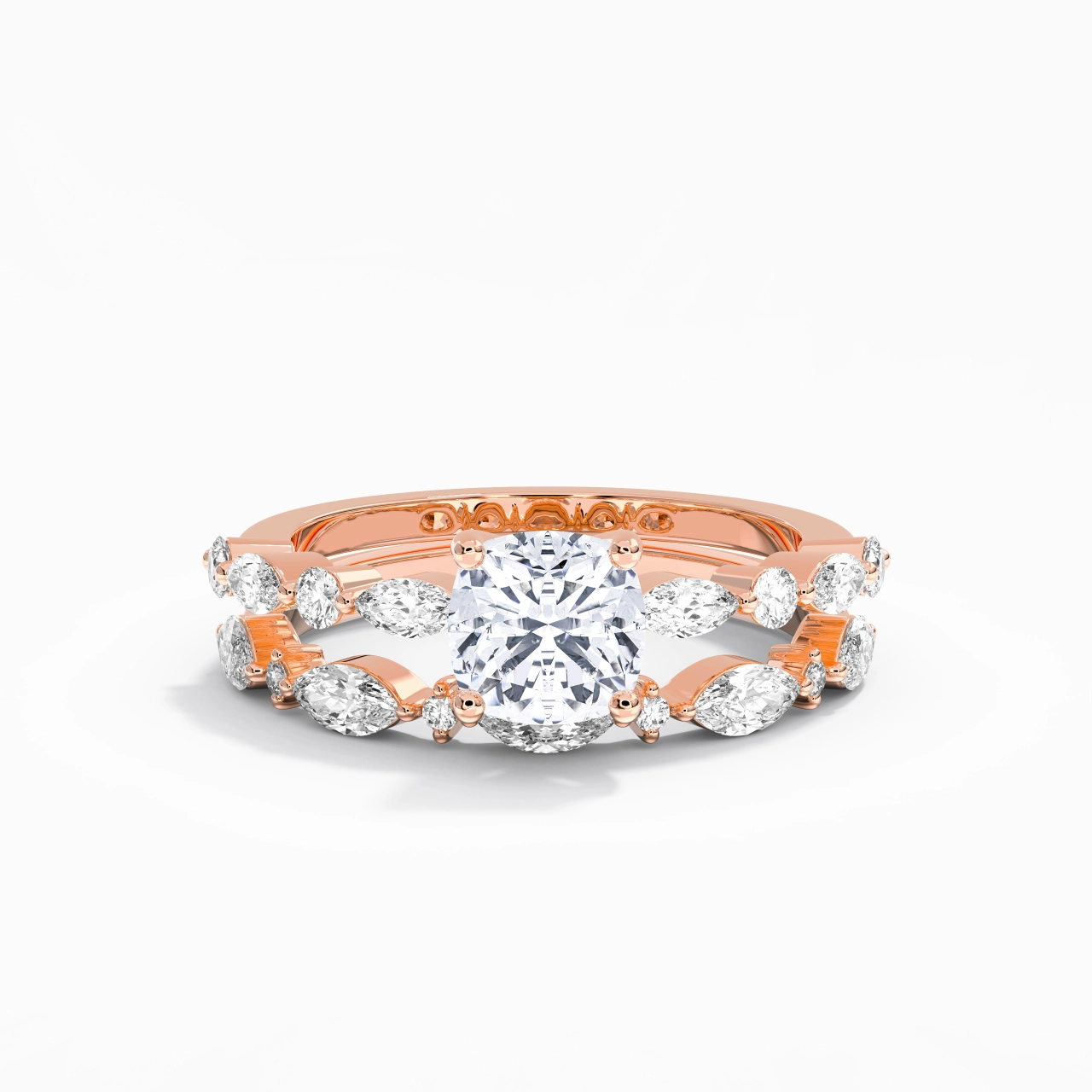 White Moissanite Wedding Ring Set