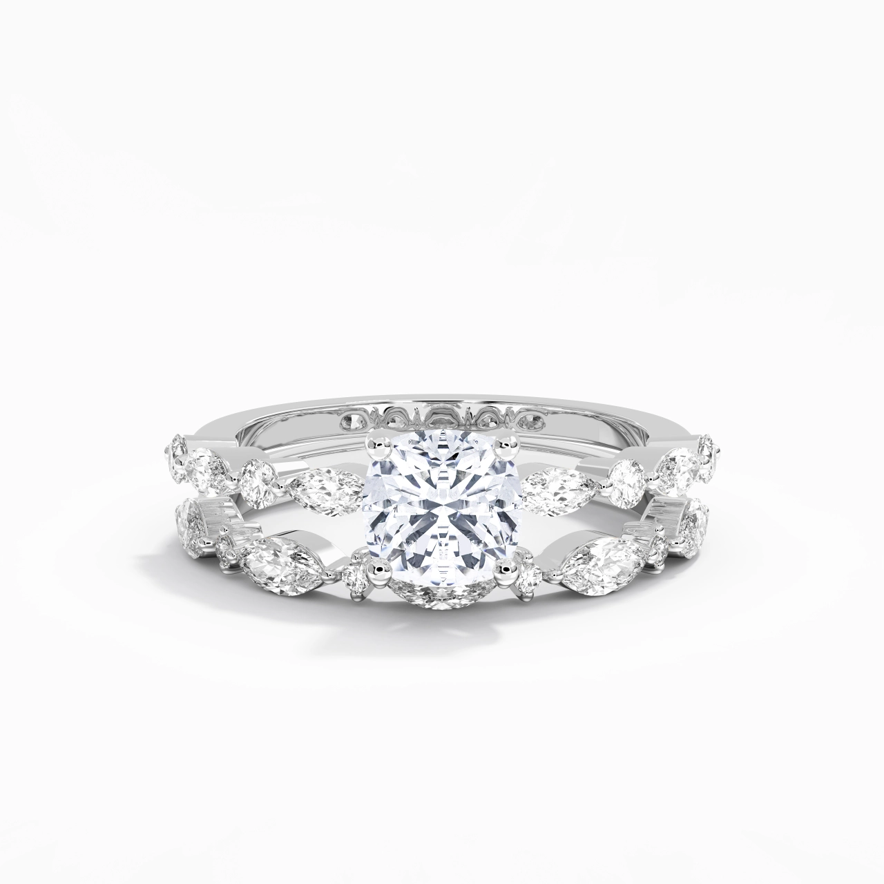 White Moissanite Wedding Ring Set