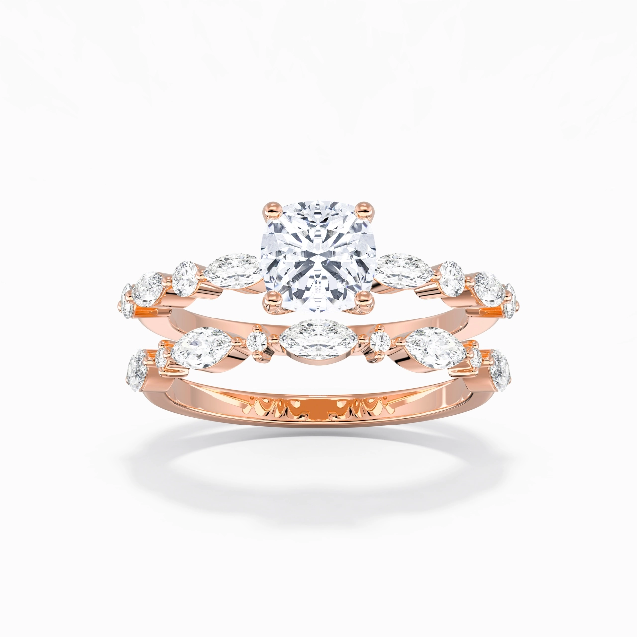 White Moissanite Wedding Ring Set