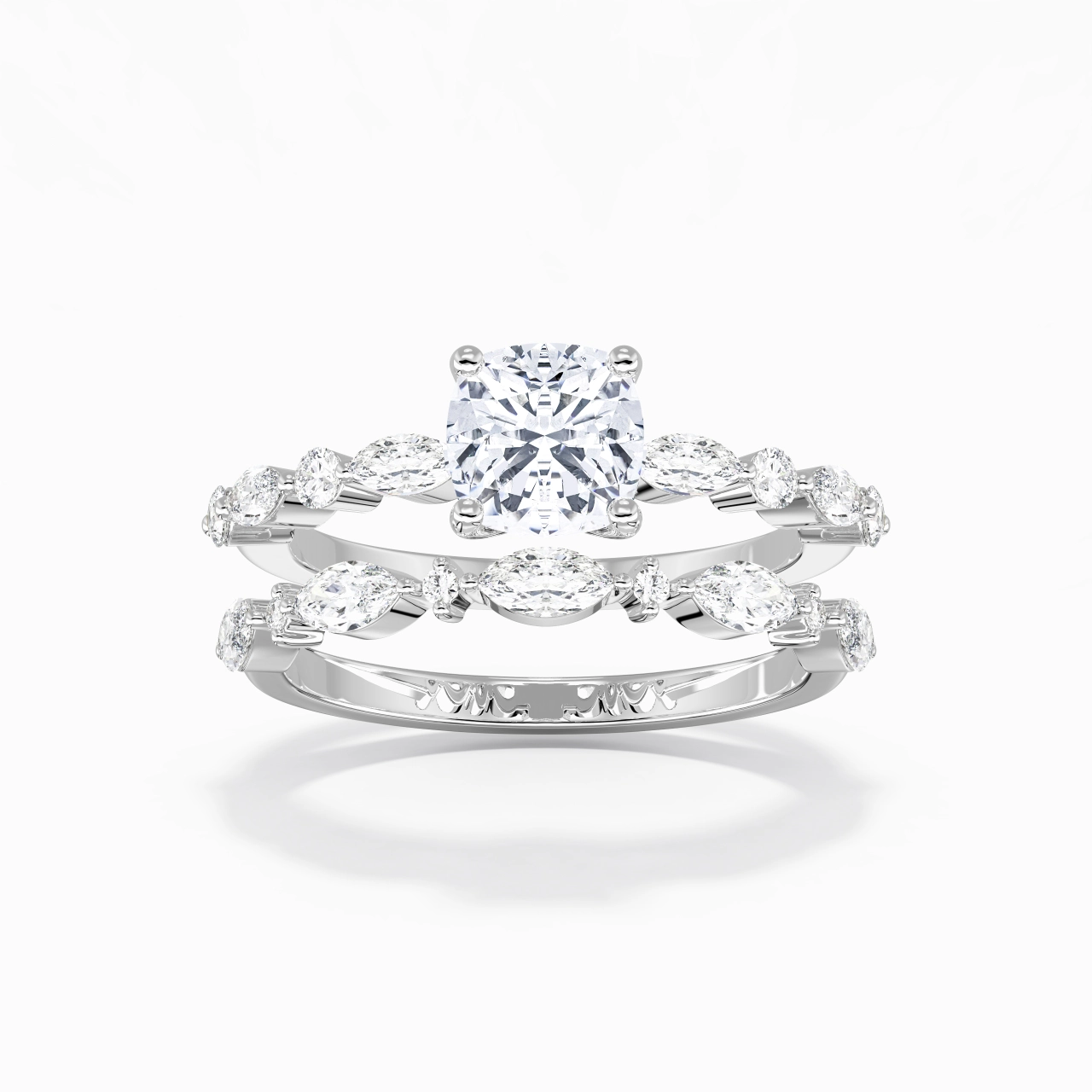 White Moissanite Wedding Ring Set