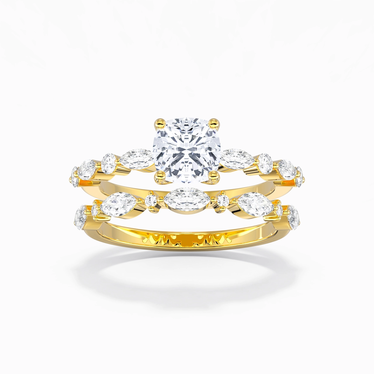 White Moissanite Wedding Ring Set