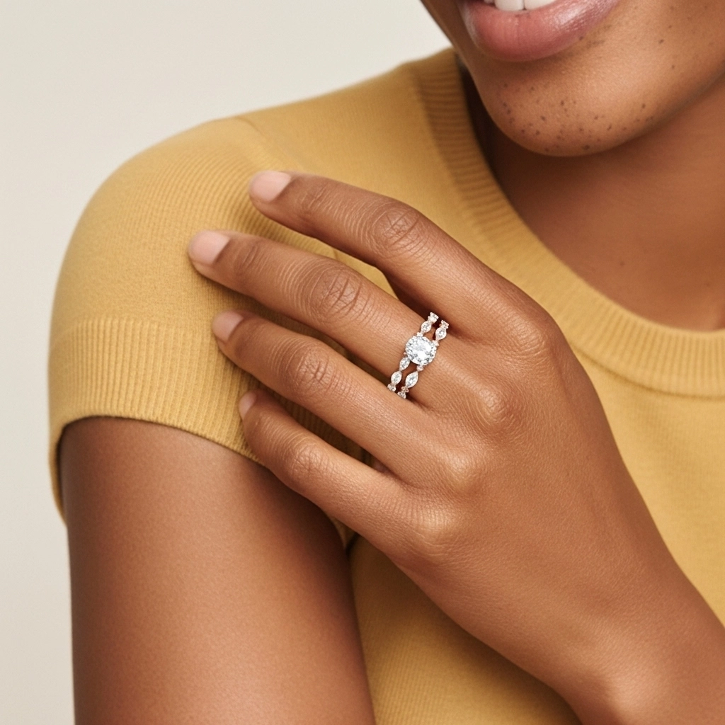 Blanc Moissanite Ensemble d'alliances