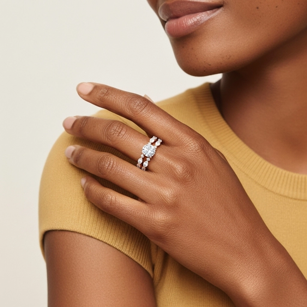 Blanc Moissanite Ensemble d'alliances