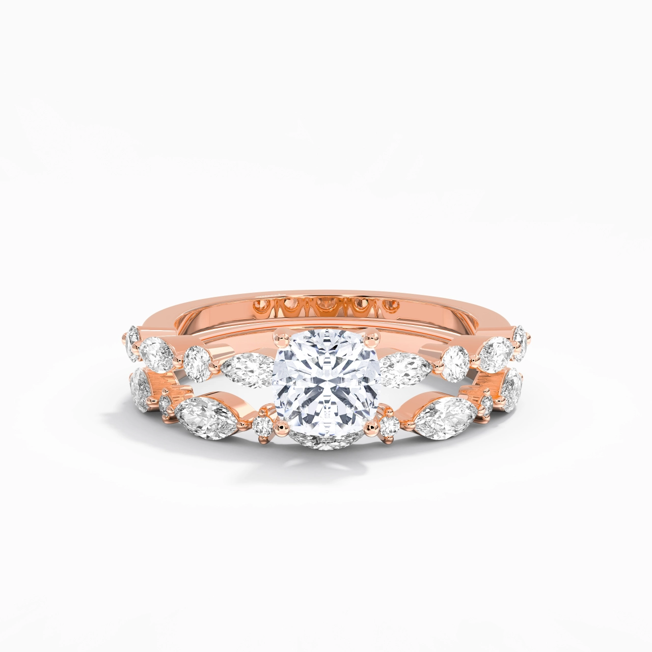 White Moissanite Wedding Ring Set