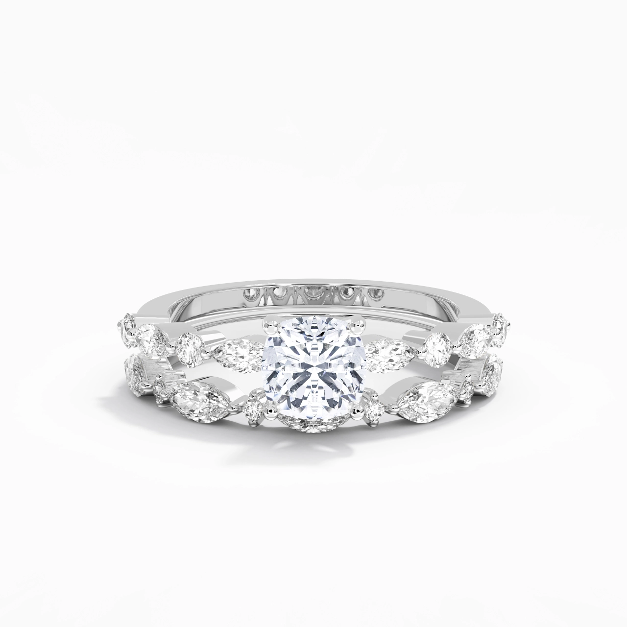 White Moissanite Wedding Ring Set