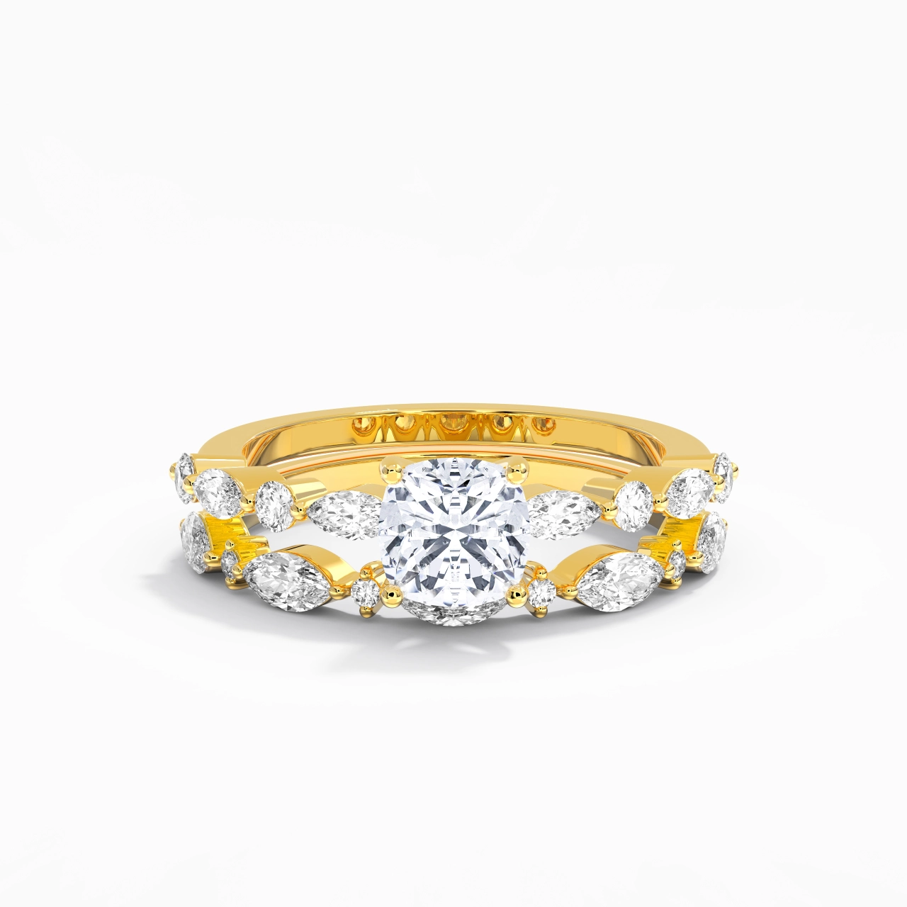 White Moissanite Wedding Ring Set