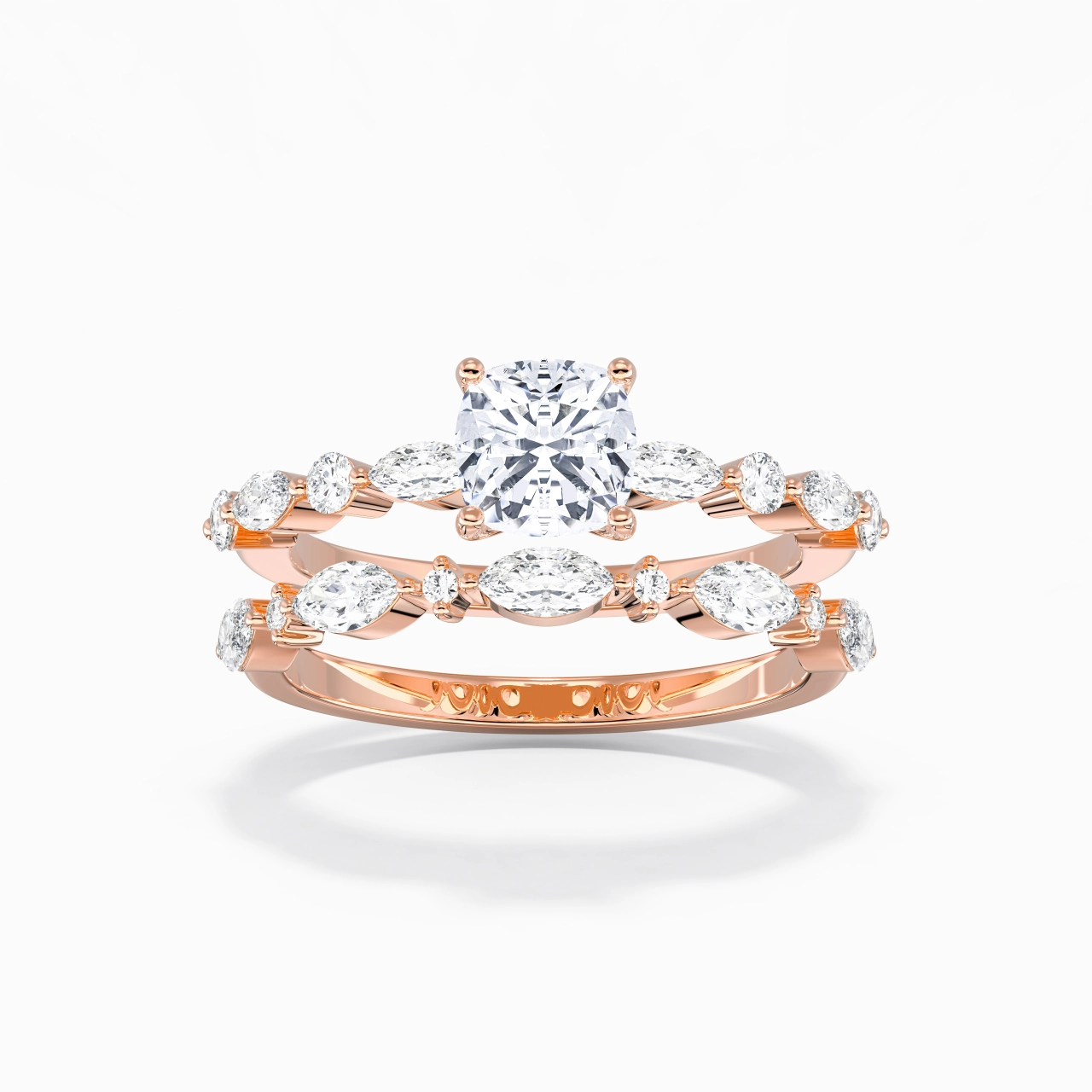 White Moissanite Wedding Ring Set