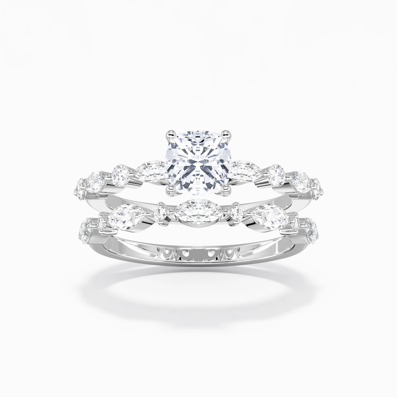 White Moissanite Wedding Ring Set