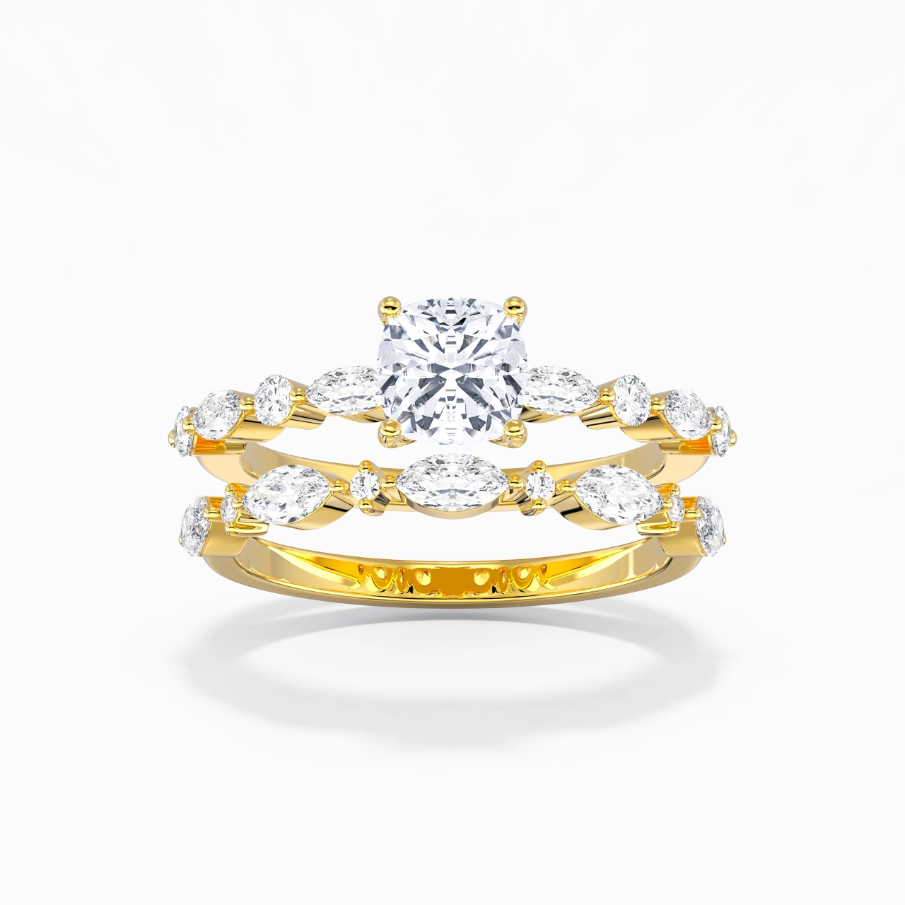 White Moissanite Wedding Ring Set