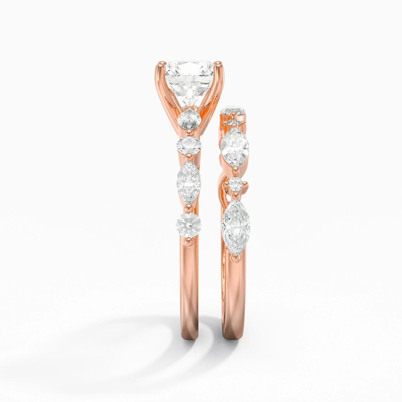 White Moissanite Wedding Ring Set