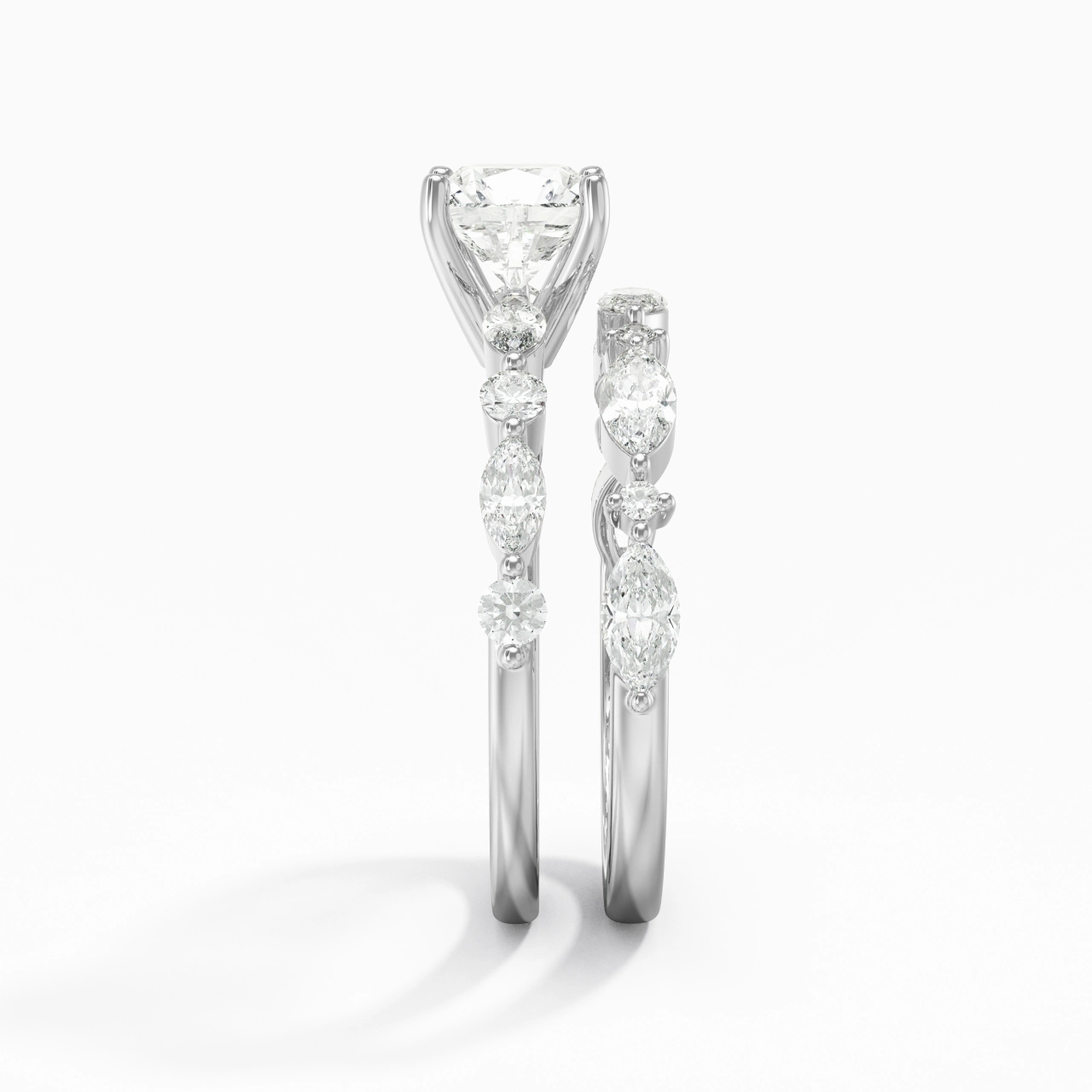 White Moissanite Wedding Ring Set