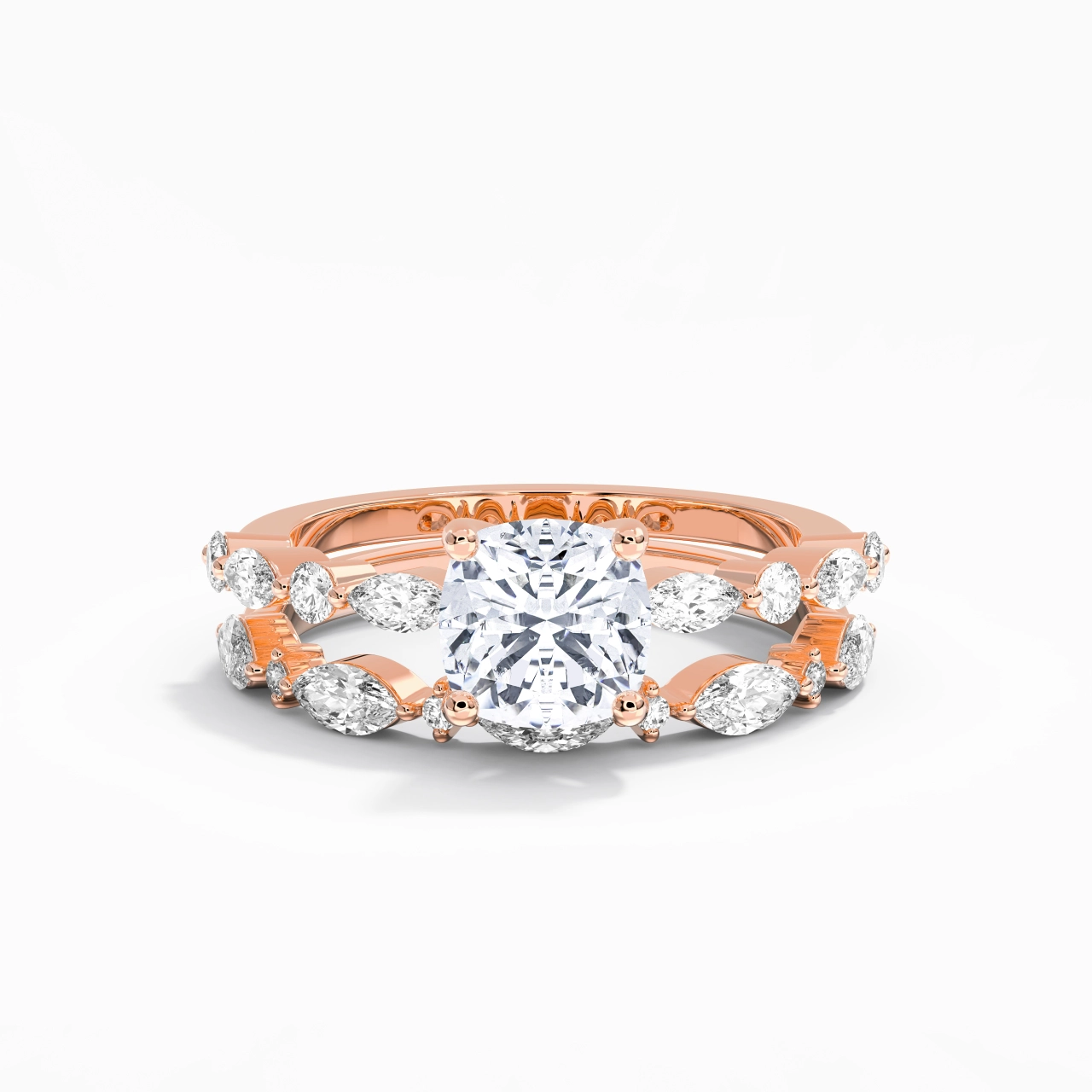 White Moissanite Wedding Ring Set