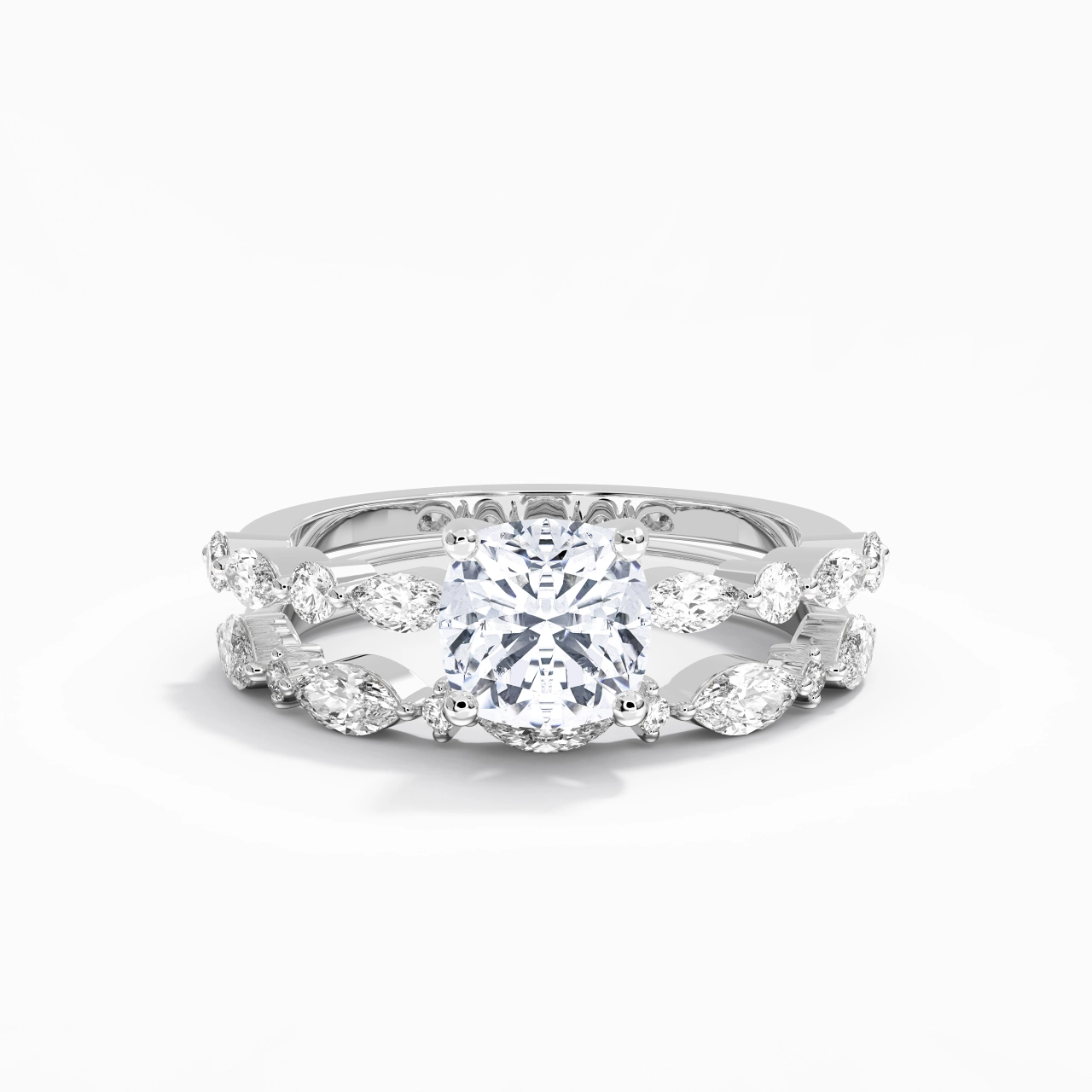 White Moissanite Wedding Ring Set