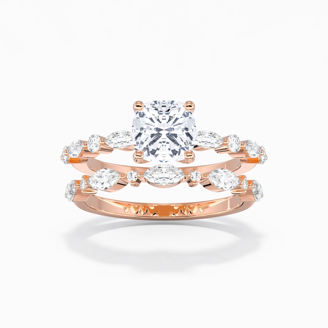 White Moissanite Wedding Ring Set