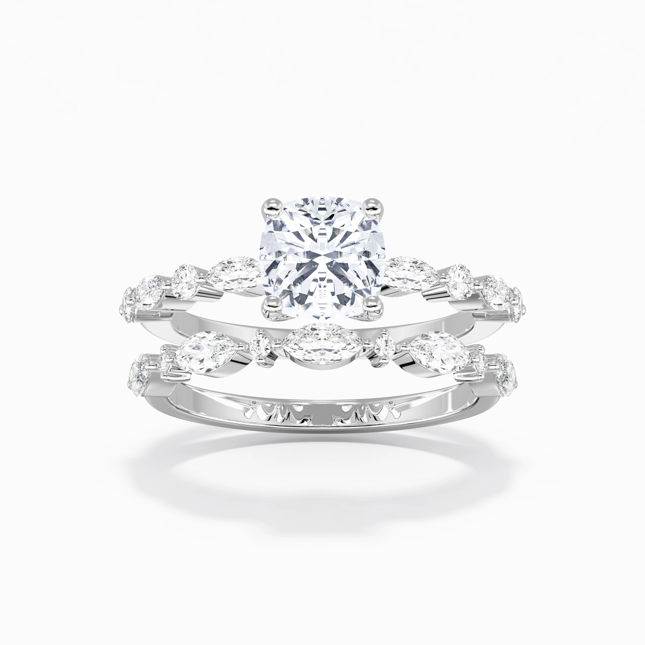 White Moissanite Wedding Ring Set
