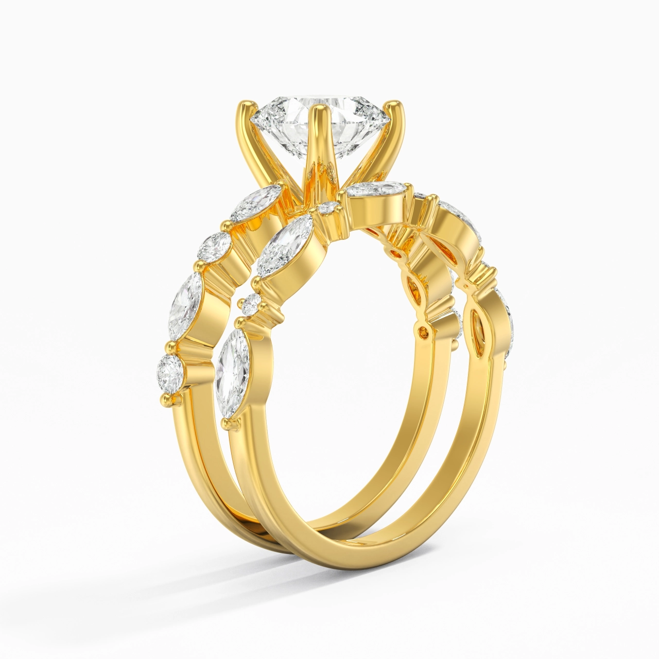White Moissanite Wedding Ring Set