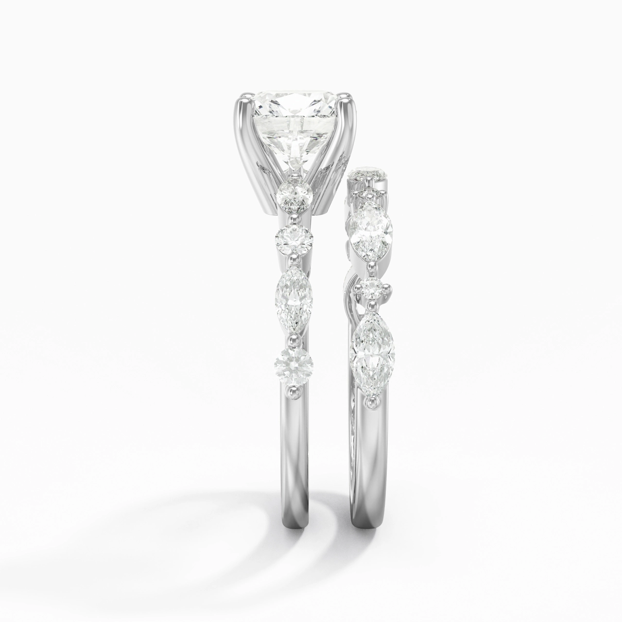 White Moissanite Wedding Ring Set