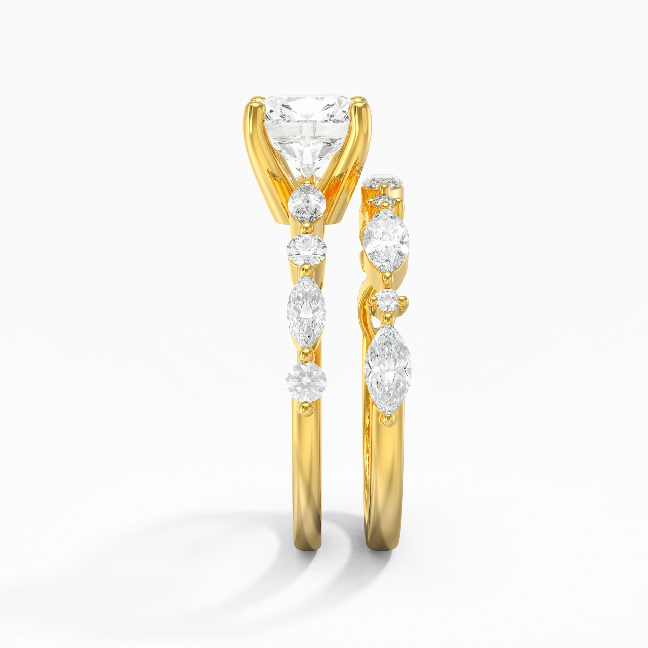 White Moissanite Wedding Ring Set