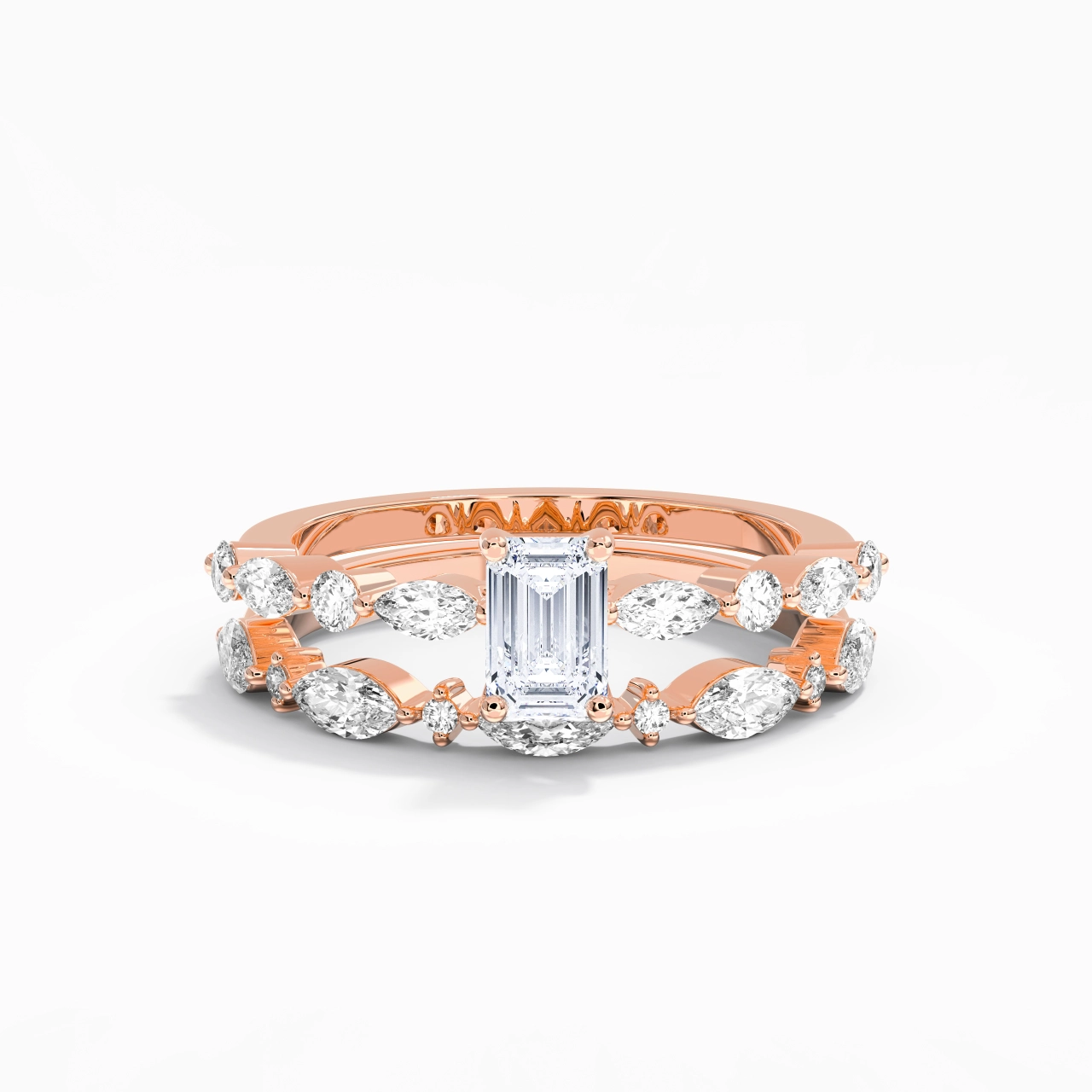 White Moissanite Wedding Ring Set
