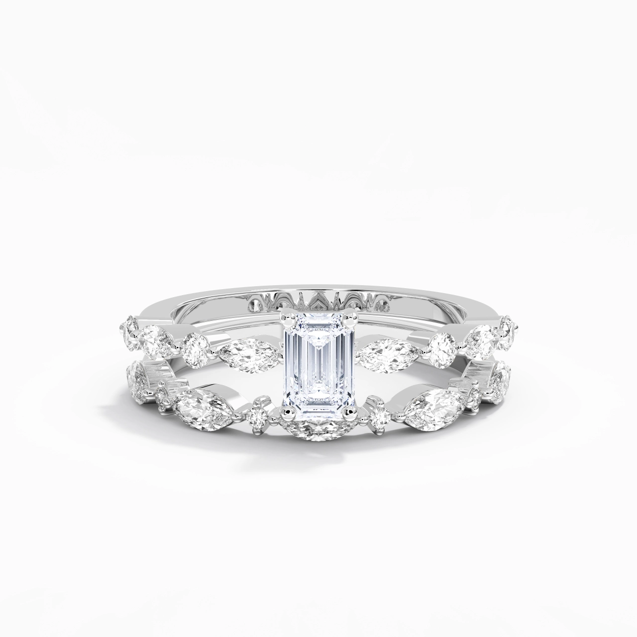 White Moissanite Wedding Ring Set