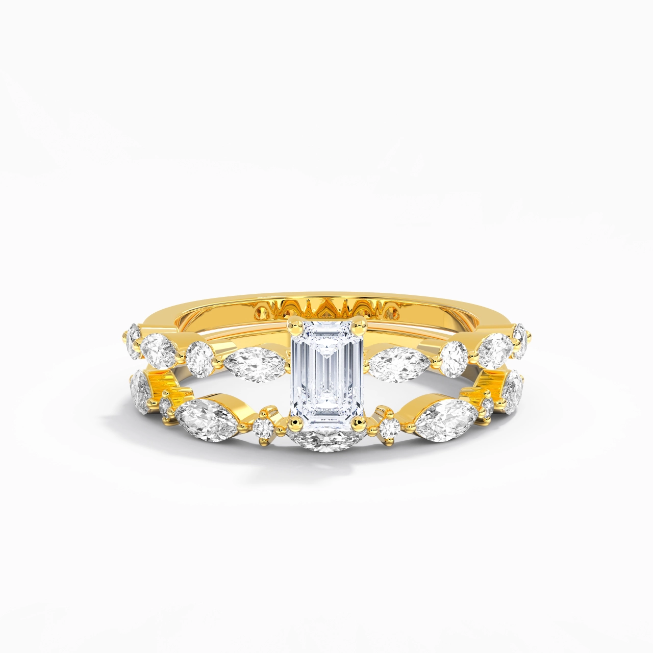 White Moissanite Wedding Ring Set