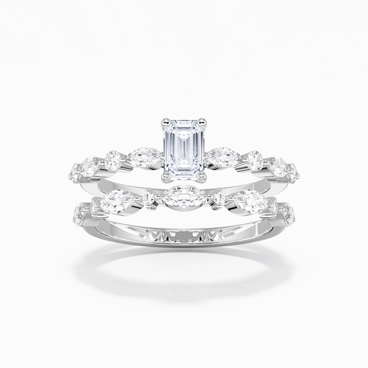 White Moissanite Wedding Ring Set