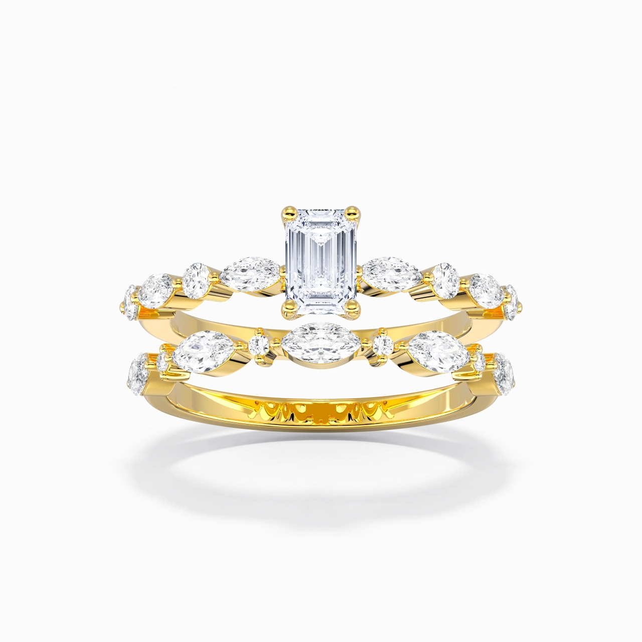 White Moissanite Wedding Ring Set