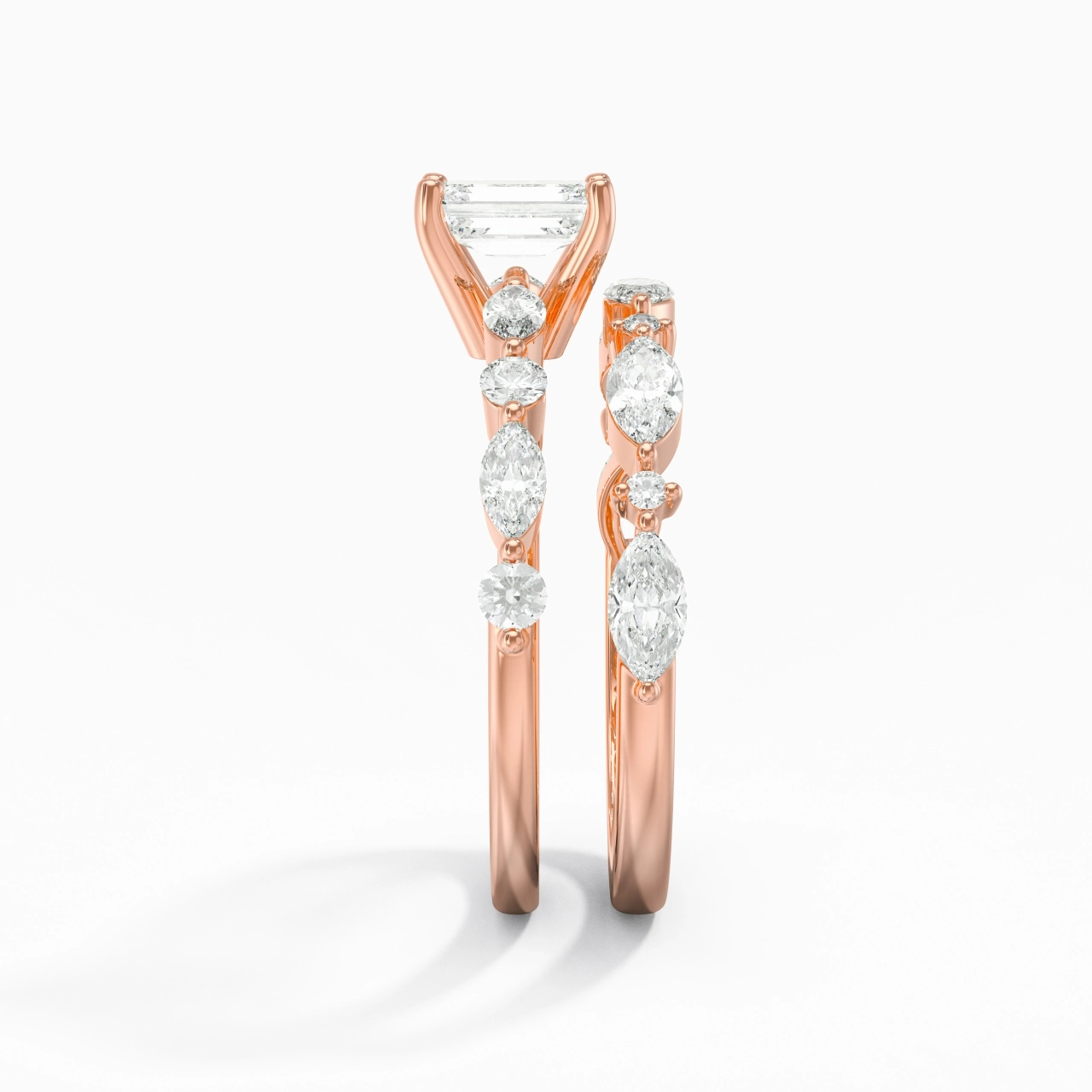 White Moissanite Wedding Ring Set