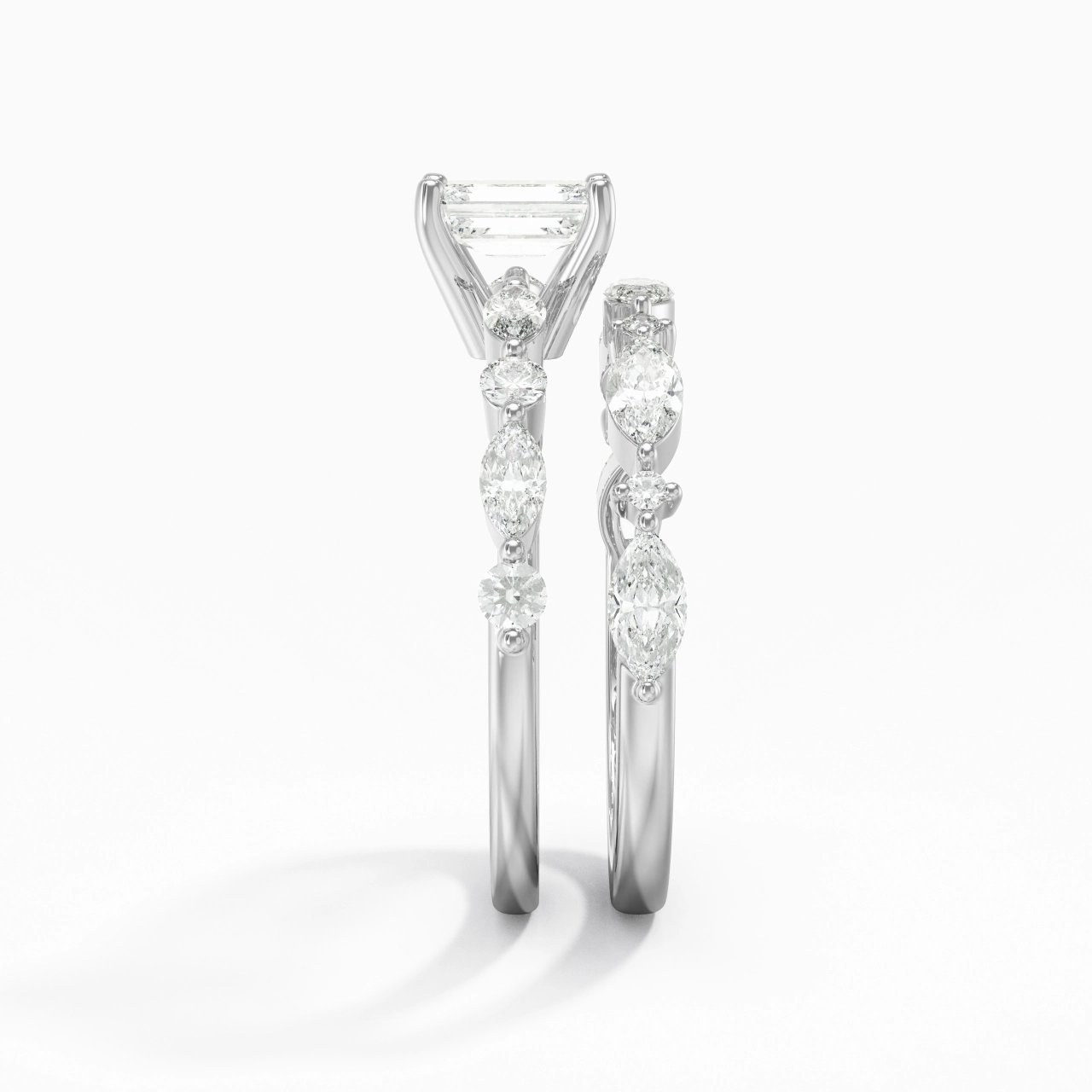 White Moissanite Wedding Ring Set
