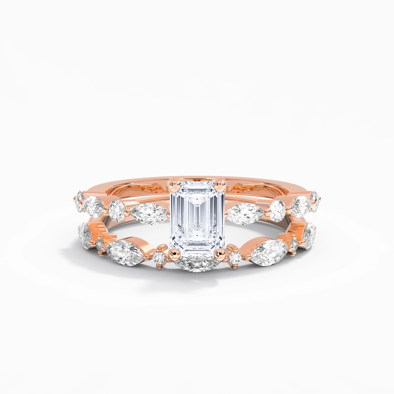 White Moissanite Wedding Ring Set