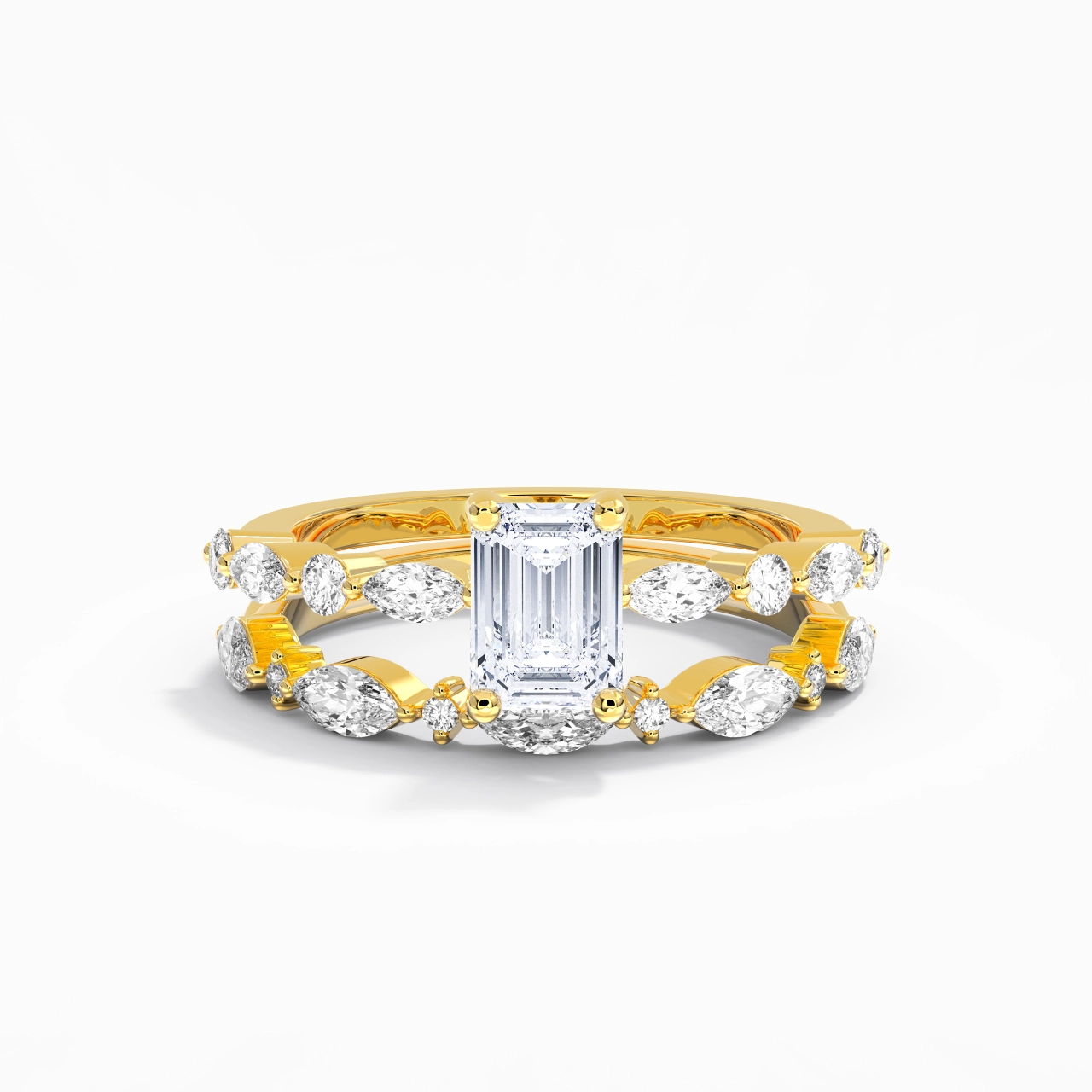 White Moissanite Wedding Ring Set
