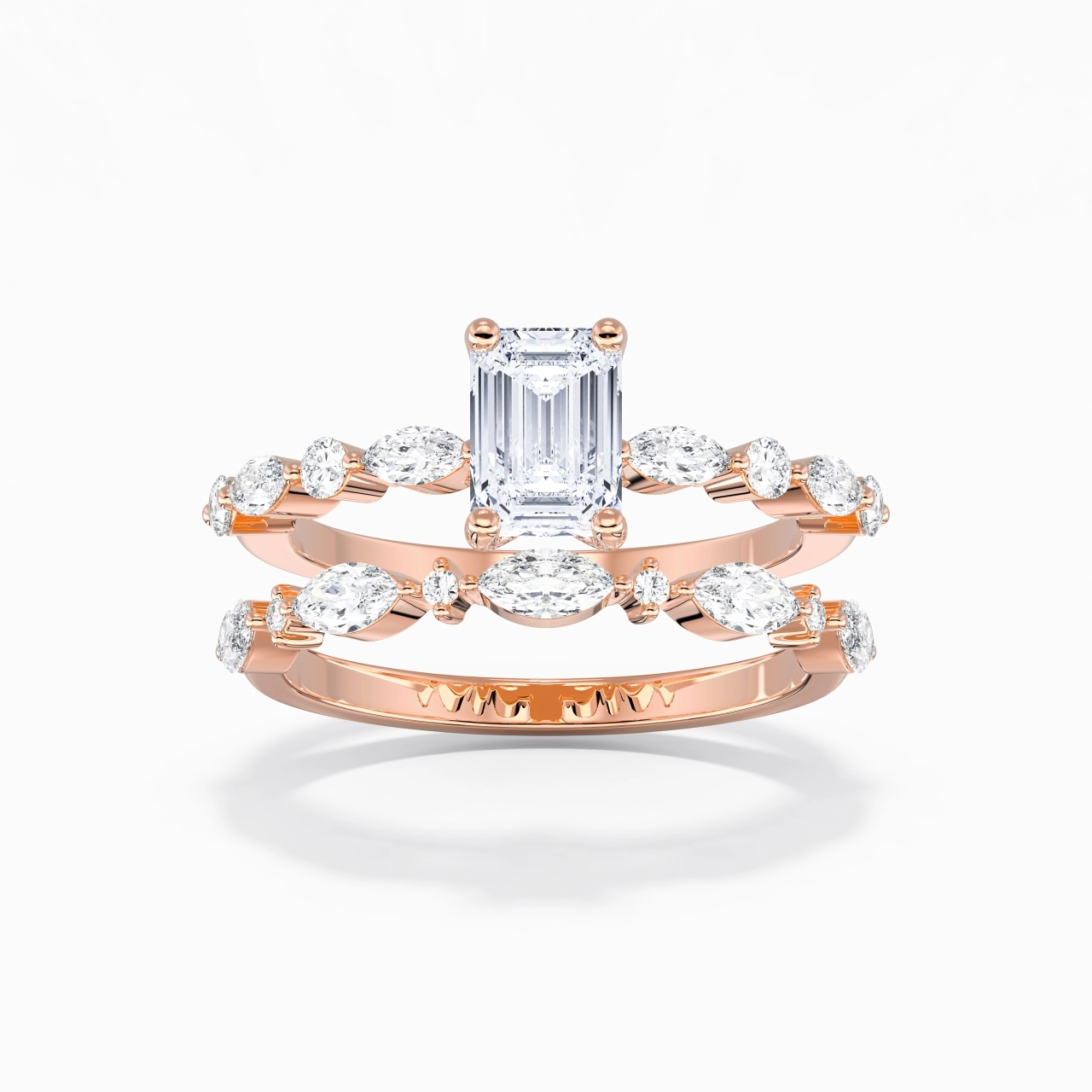 White Moissanite Wedding Ring Set