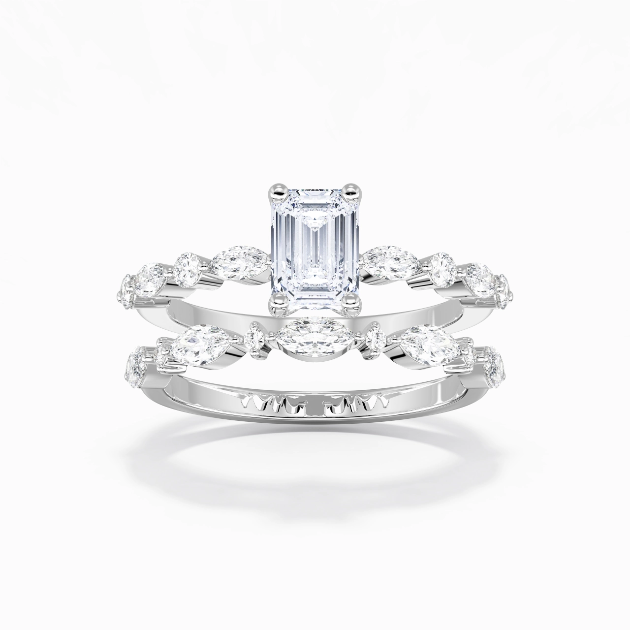 White Moissanite Wedding Ring Set