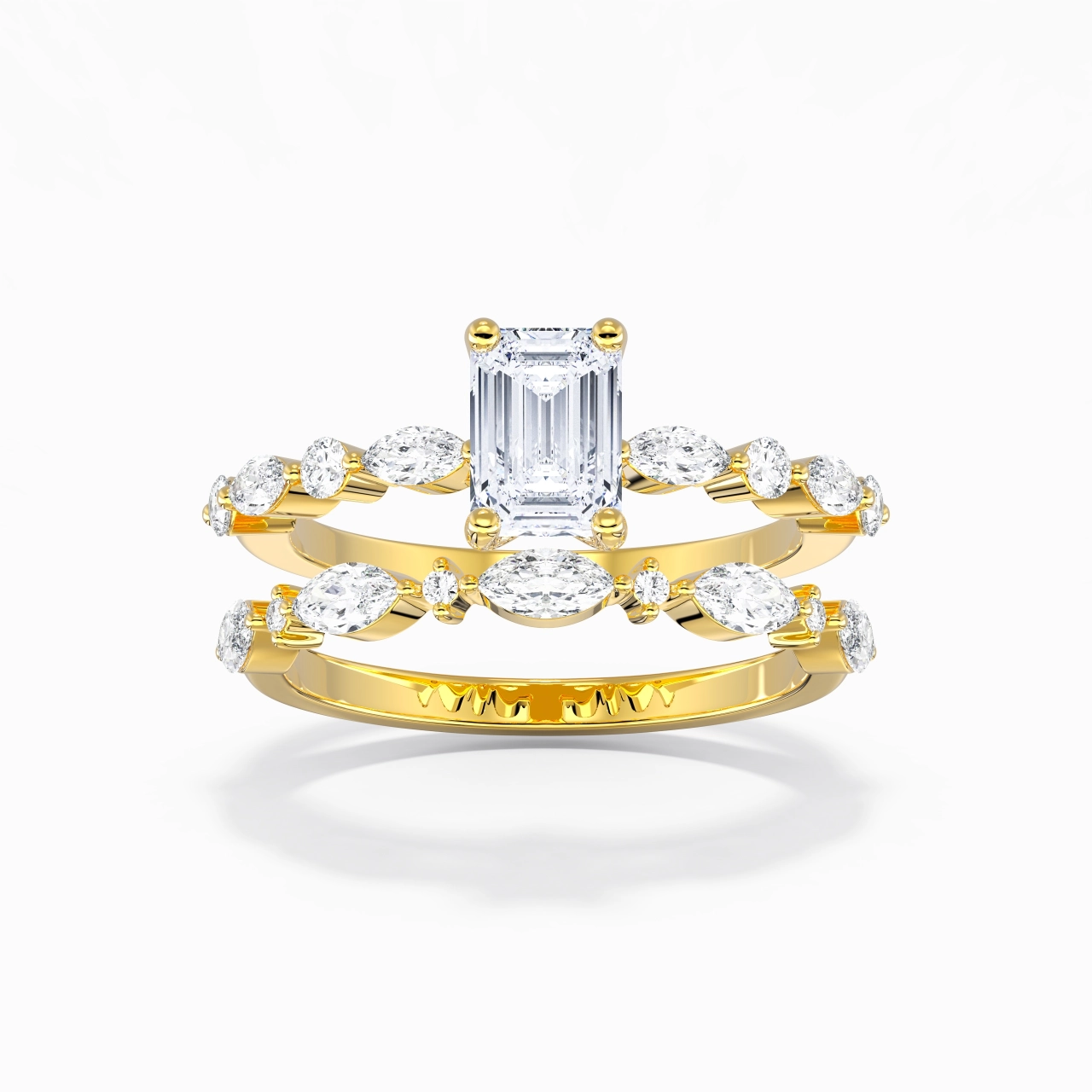 White Moissanite Wedding Ring Set