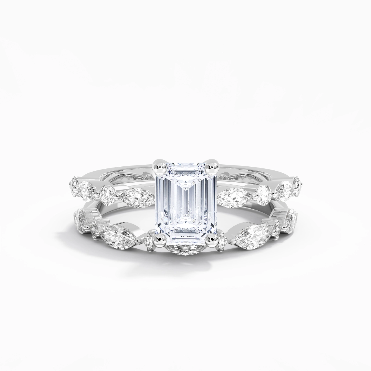 White Moissanite Wedding Ring Set