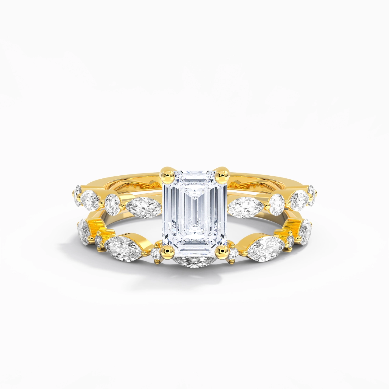 White Moissanite Wedding Ring Set