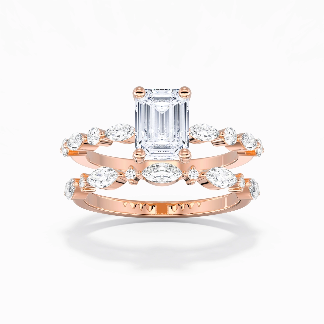 White Moissanite Wedding Ring Set
