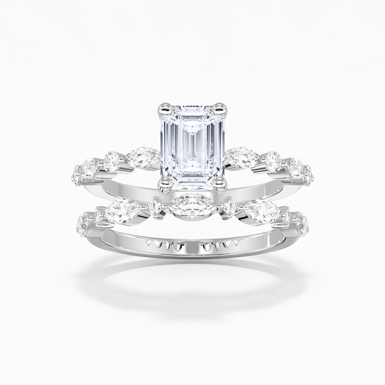 White Moissanite Wedding Ring Set