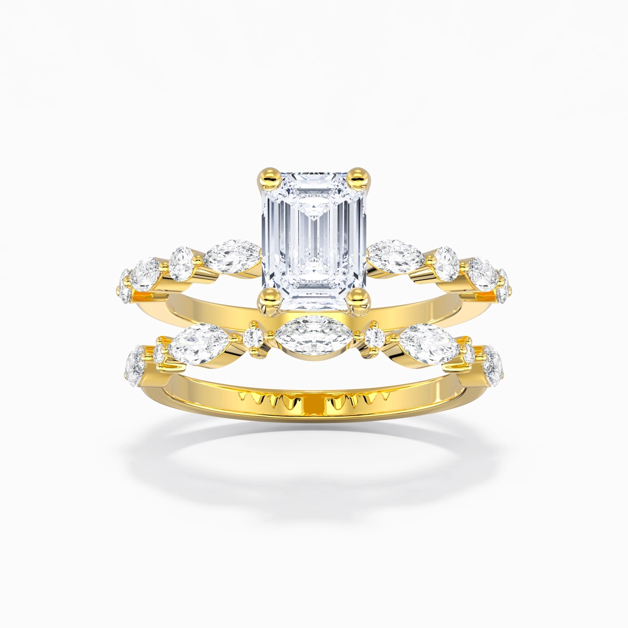 White Moissanite Wedding Ring Set