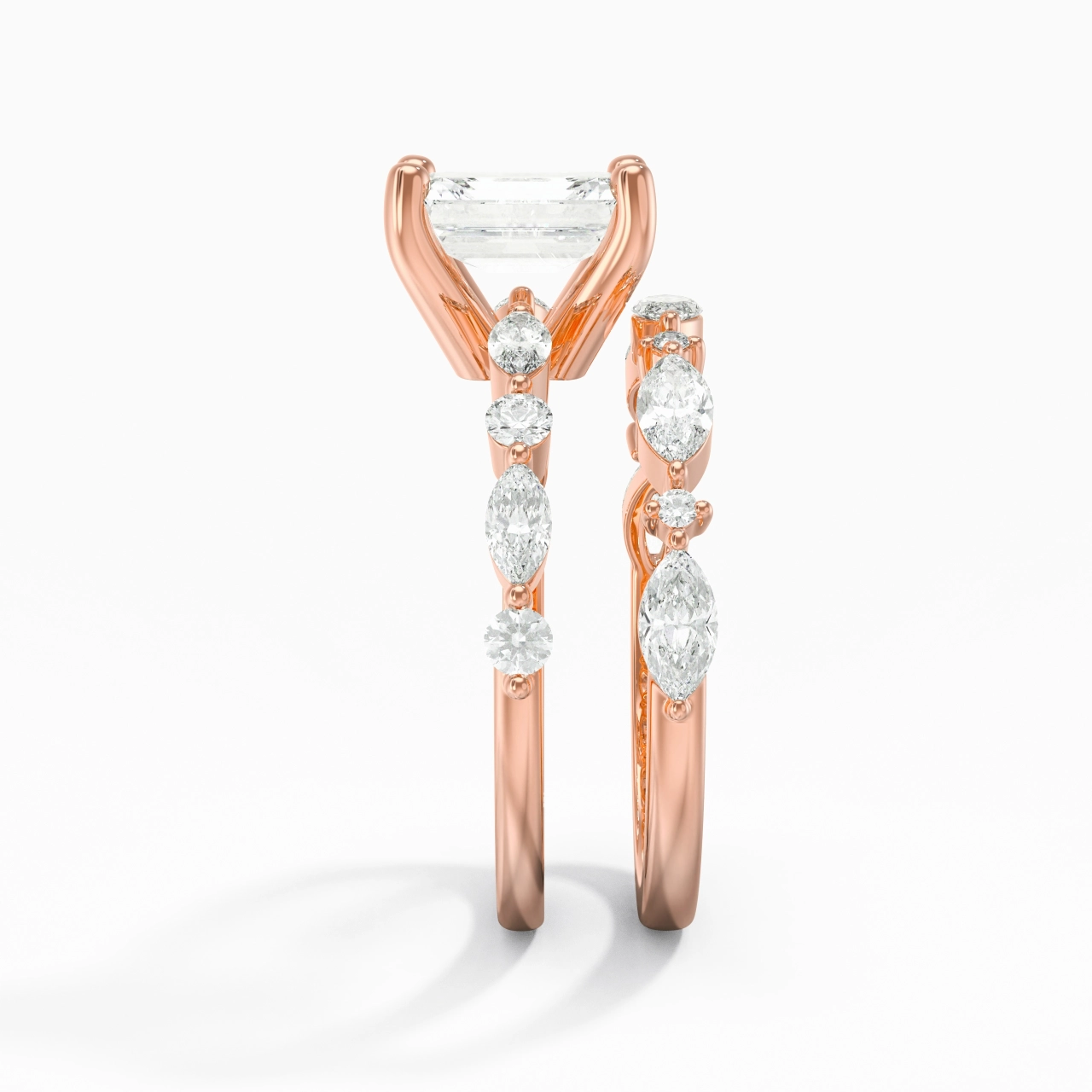 White Moissanite Wedding Ring Set