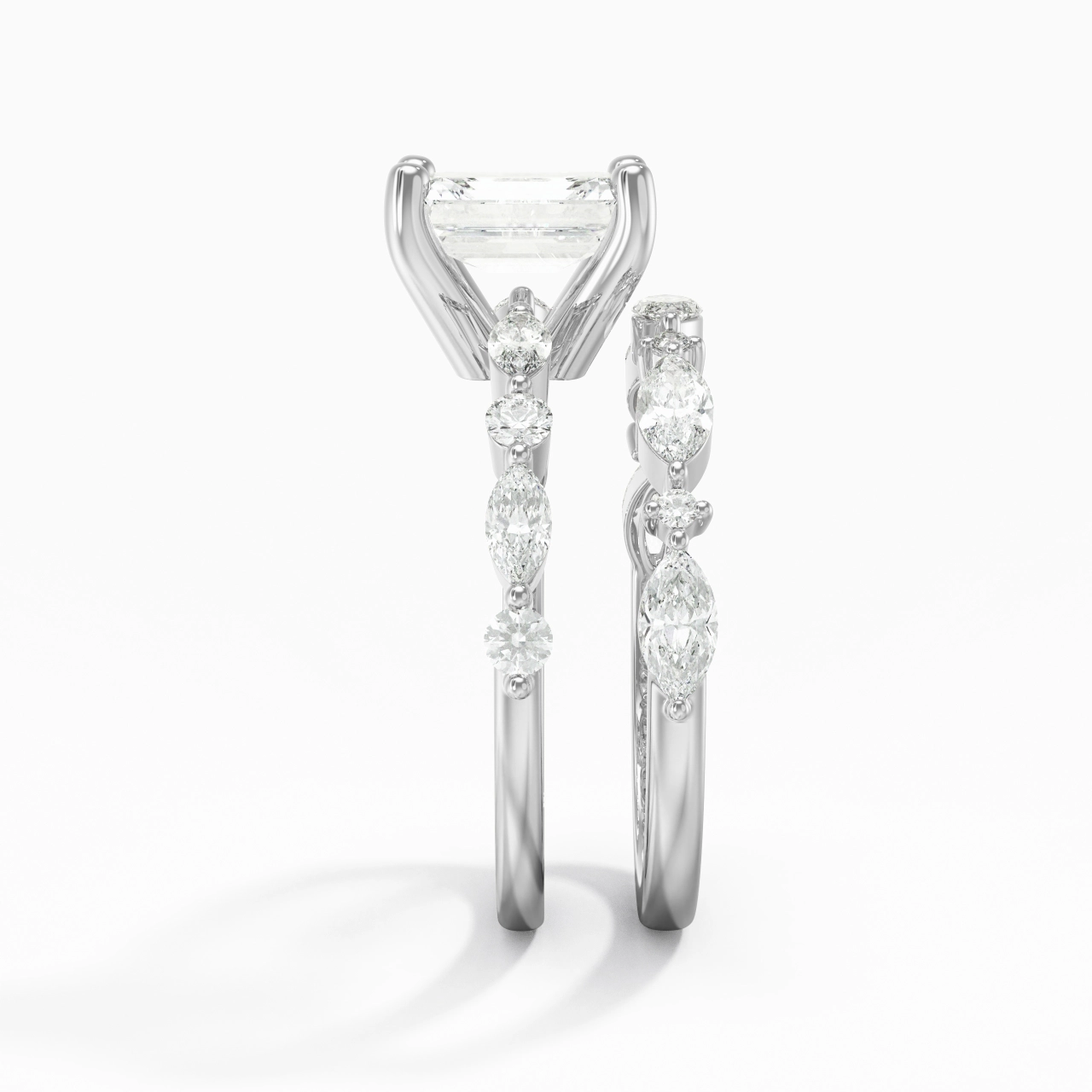 White Moissanite Wedding Ring Set