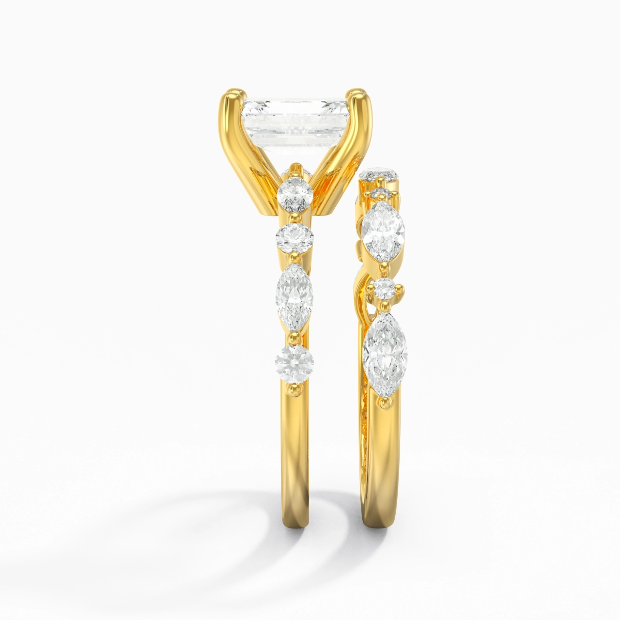 White Moissanite Wedding Ring Set