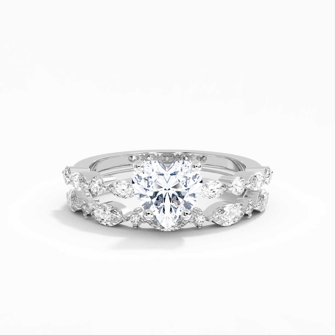White Moissanite Wedding Ring Set