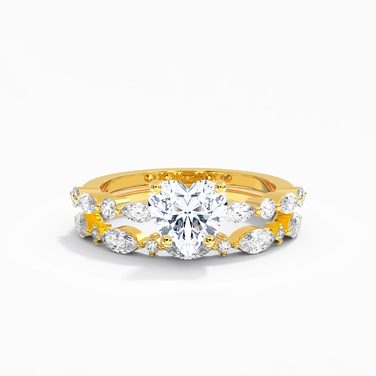 White Moissanite Wedding Ring Set