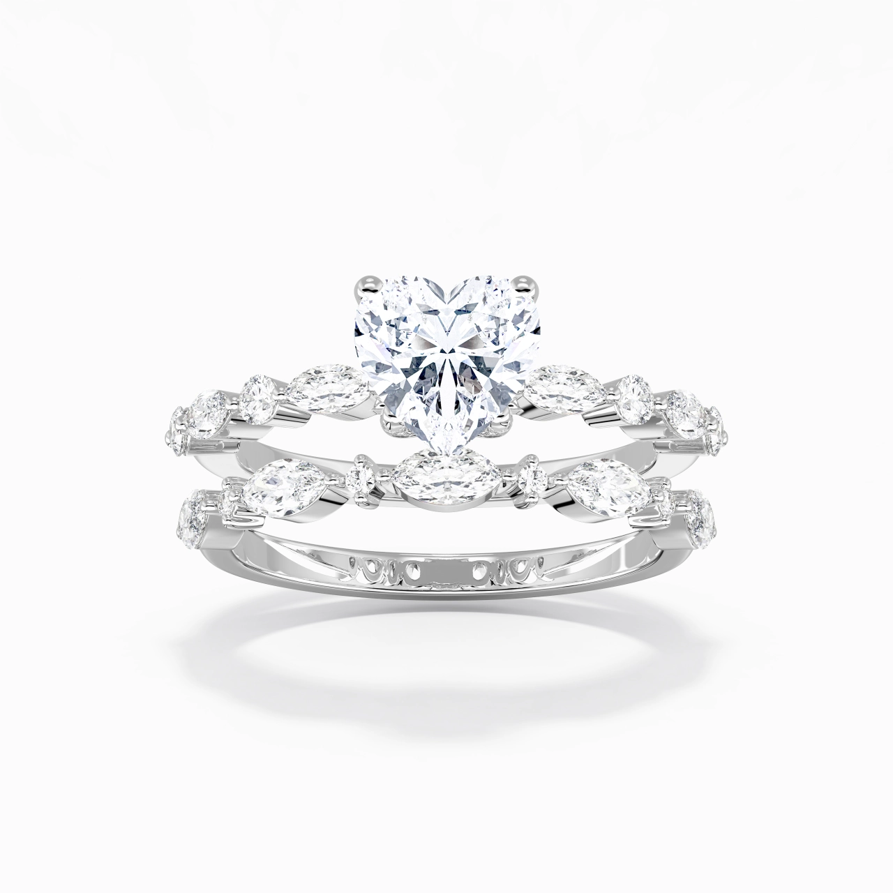 White Moissanite Wedding Ring Set